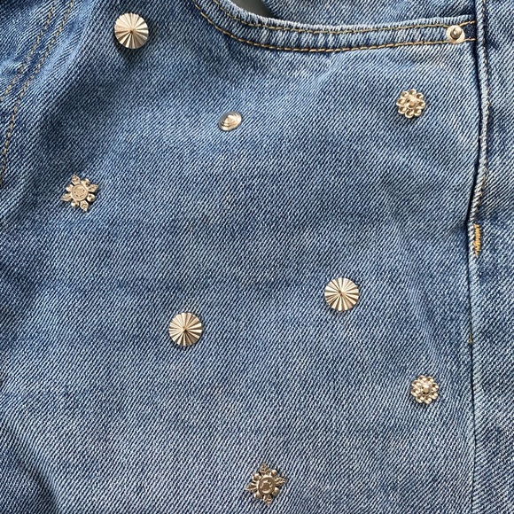 vintage fit high waist denim jeans with gems - Picture 2 of 4